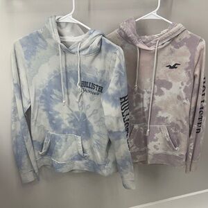 Hollister Blue and Purple Tie-Dye Hoodies